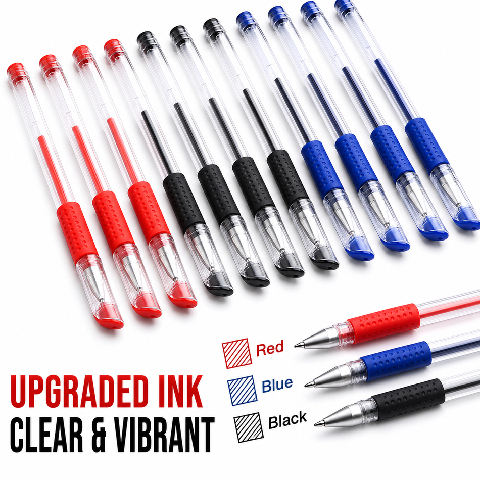 10 Pack 0.5mm Rollerball Pens with Refillable Ink