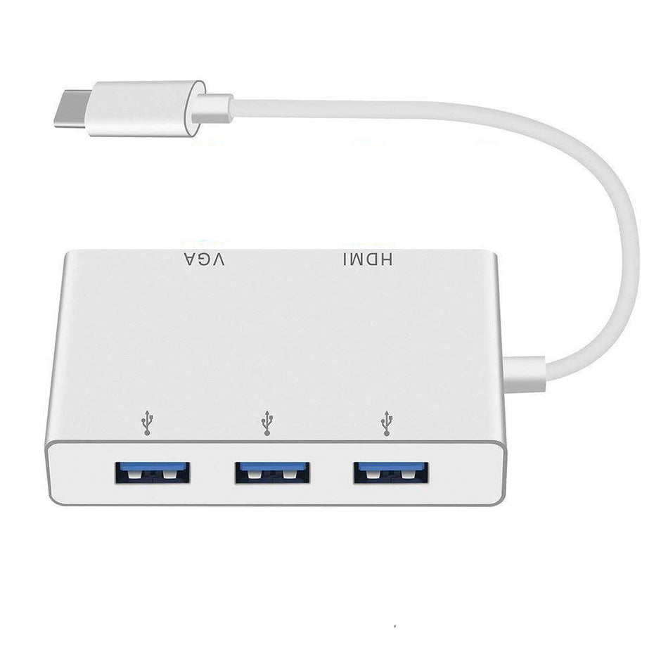 5-in-1 USB 3.1 Type-C Hub with 4K HDMI, VGA & 3x USB 3.0