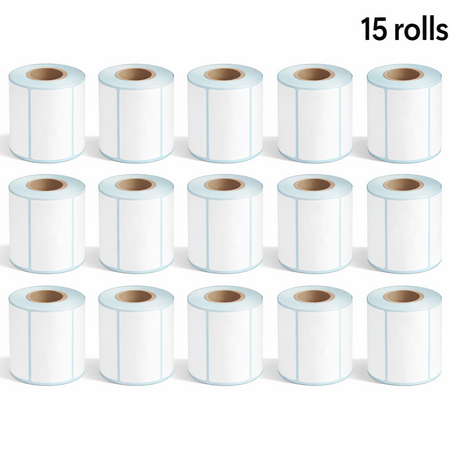 Fifteen rolls of 60 × 40mm white direct thermal labels