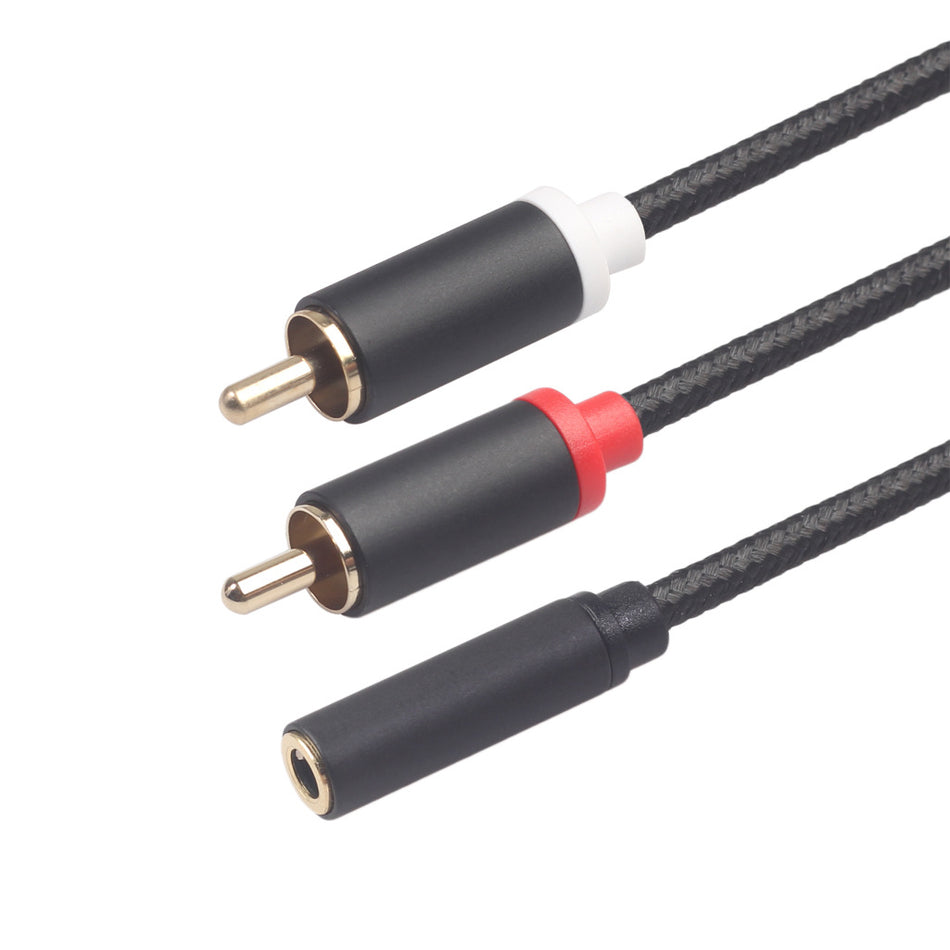 3.5mm Female to 2RCA Male Audio Adapter Cable