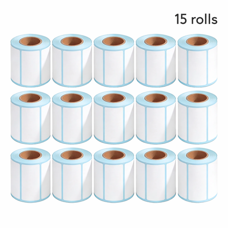 Fifteen rolls of 70 × 50mm white direct thermal labels