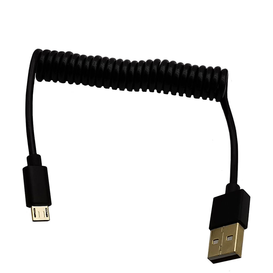 Coiled Micro USB 2.0 Data & Charging Cable – Type A to Micro-B