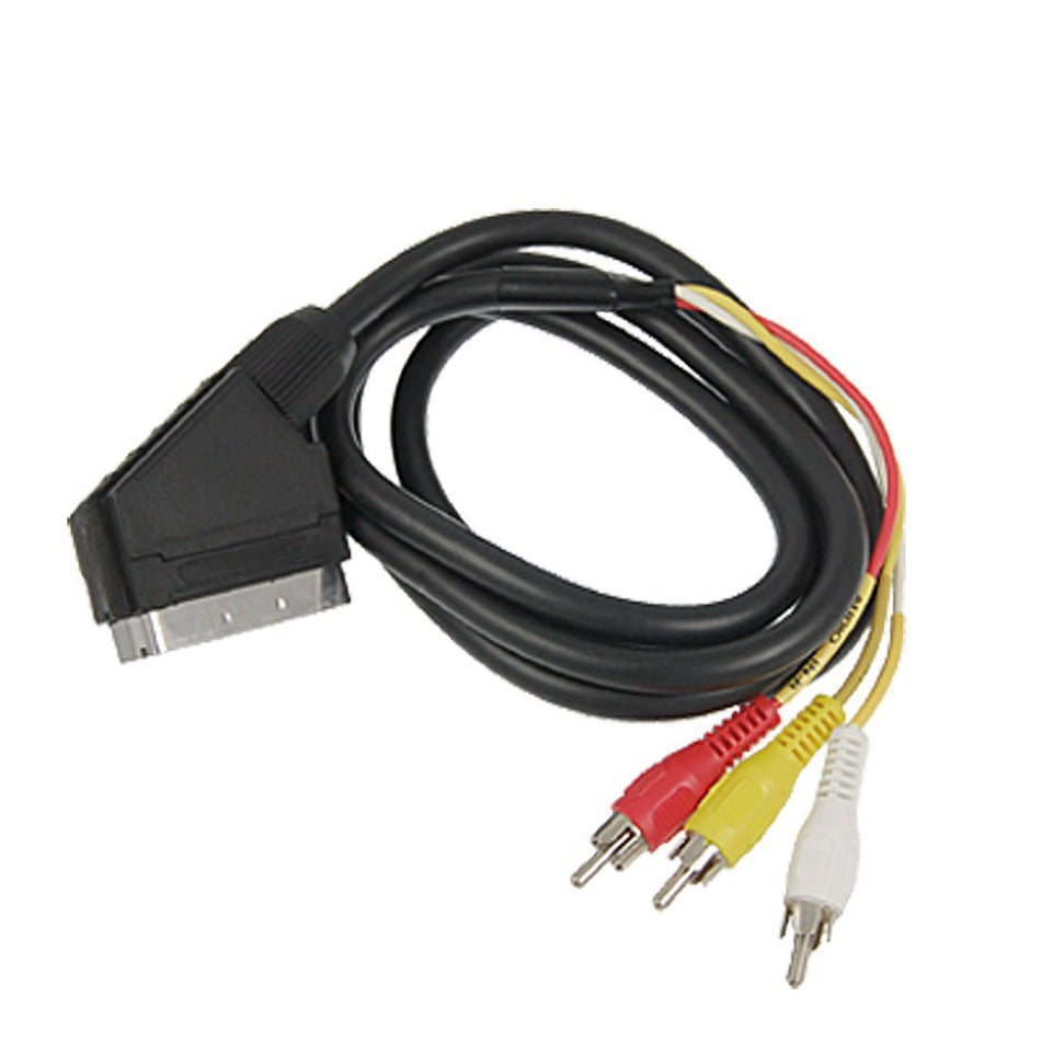 1.5m SCART to 3 RCA AV Cable (21-Pin to Composite Video & Stereo Audio)