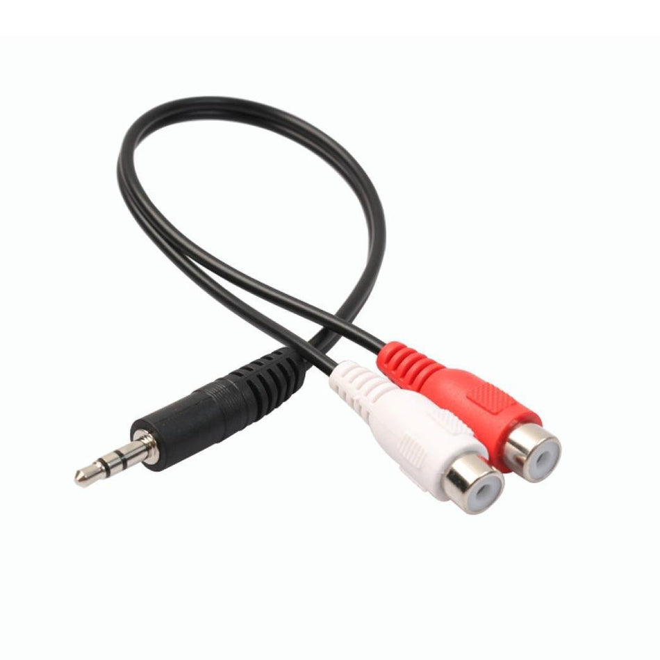 3.5mm Stereo to 2 RCA Female Audio Adapter Cable – 20cm Dual‑Parallel