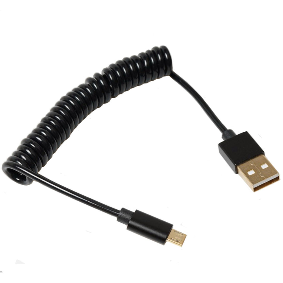 Coiled Micro USB 2.0 Data & Charging Cable – Type A to Micro-B