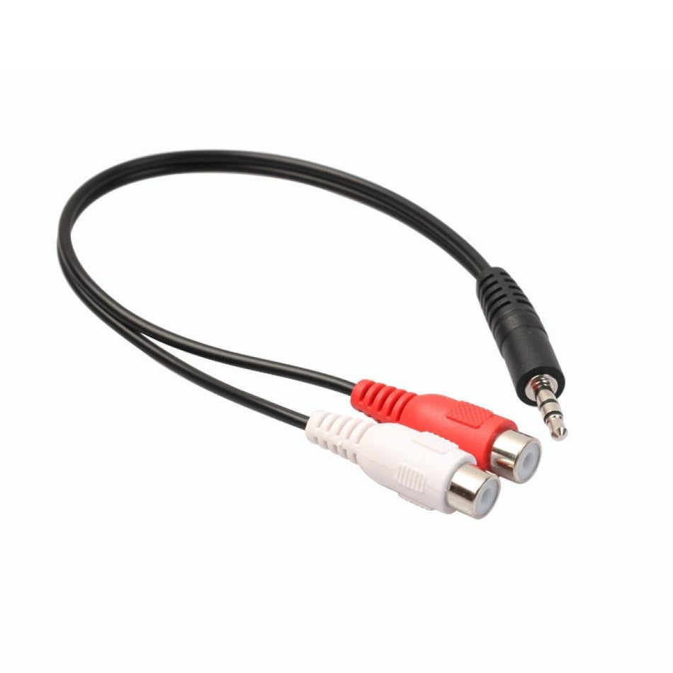 3.5mm Stereo to 2 RCA Female Audio Adapter Cable – 20cm Dual‑Parallel