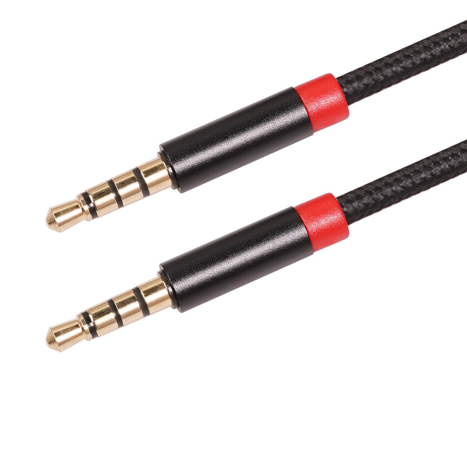 3.5mm 4-Pole TRRS Audio Cable (Male to Male) – All Copper, Supports Mic