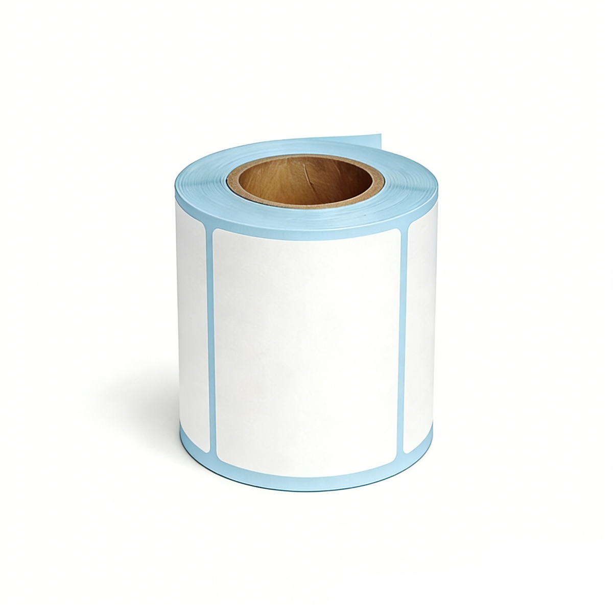 Upright roll of 70 × 40mm white direct thermal labels