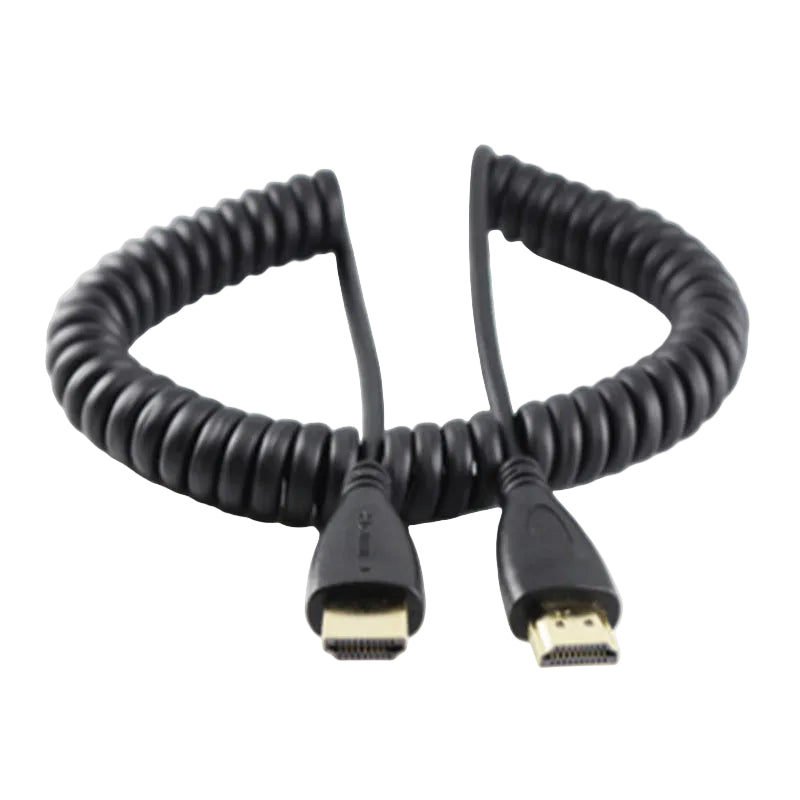 Coiled HDMI v1.4 Cable – Type-A Male to Male, High-Speed with Ethernet, Stretchable Design