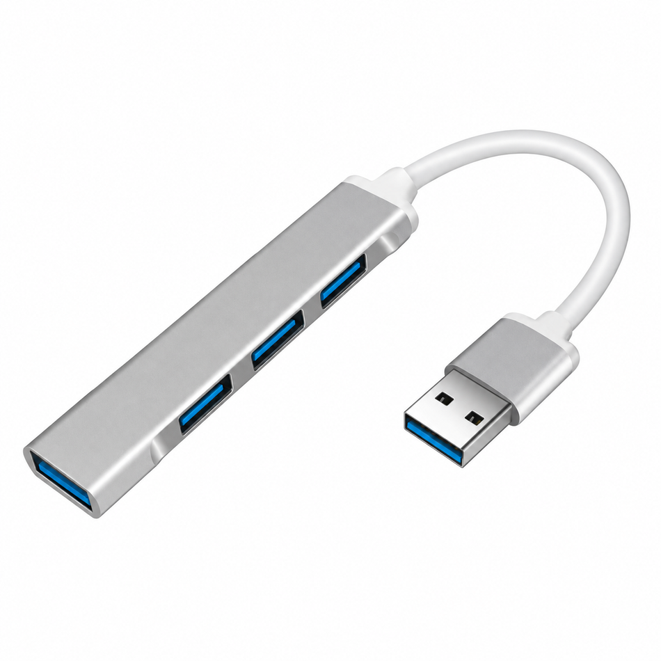 Ultra-Slim 4-Port USB-A Hub with Aluminum Housing – 1x USB 3.0 + 3x USB 2.0