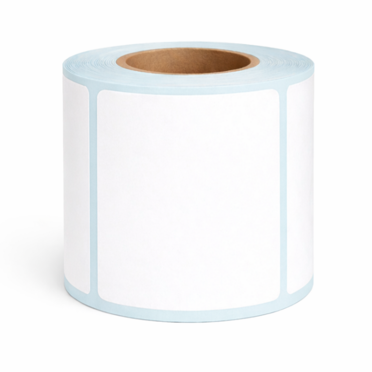 Upright roll of 40 × 30mm white direct thermal labels