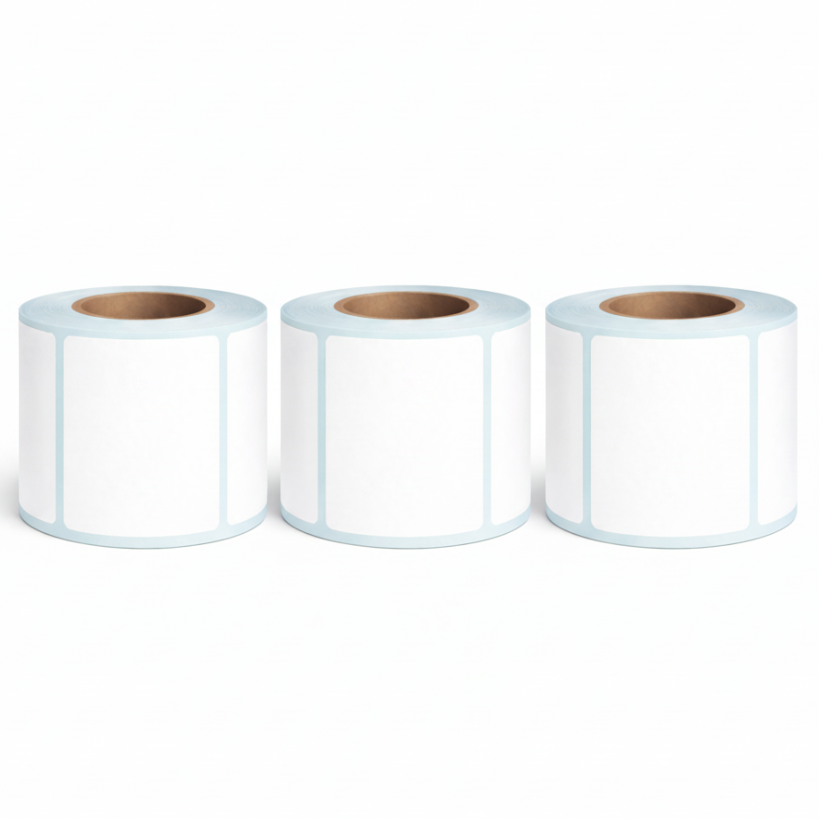 Three rolls of 40 × 30mm white direct thermal labels