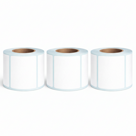 Three rolls of 40 × 30mm white direct thermal labels