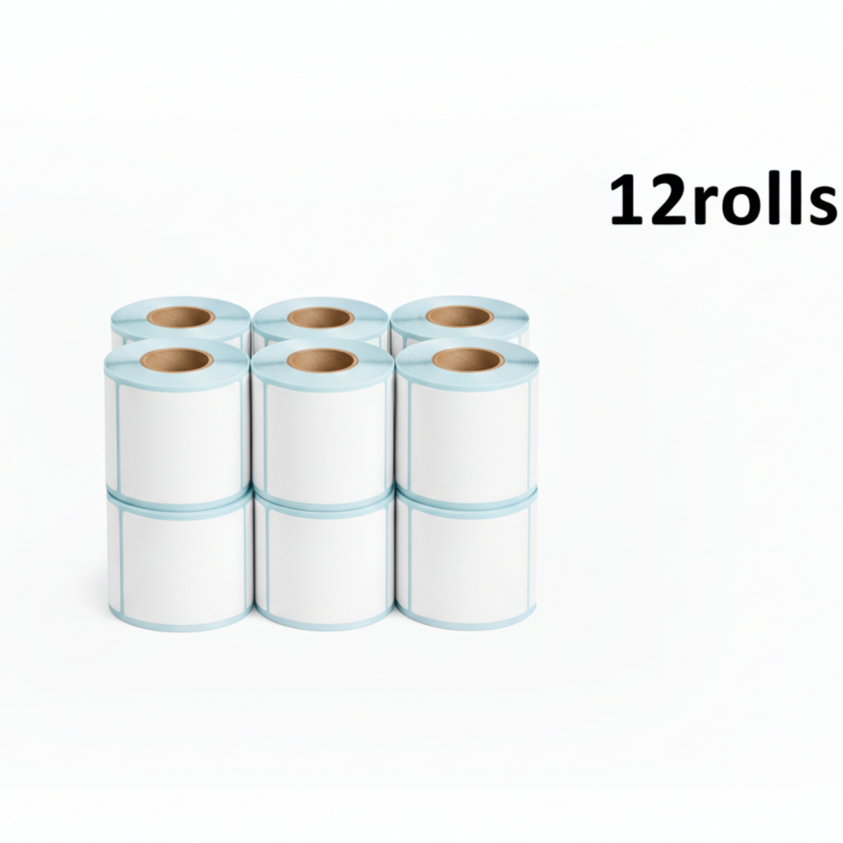 Twelve rolls of 100 × 120 mm shipping labels