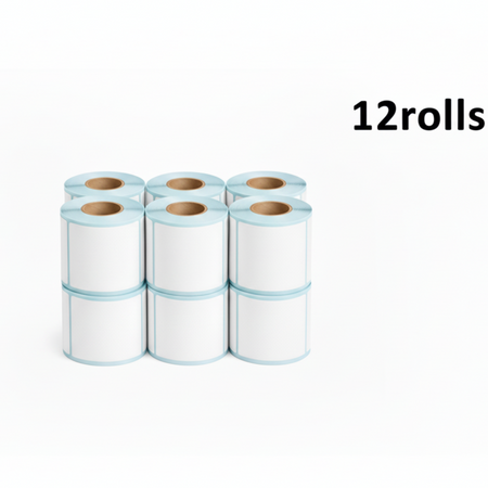Twelve rolls of 100 × 120 mm shipping labels