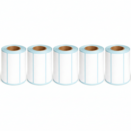 Five rolls of 60 × 40mm white direct thermal labels