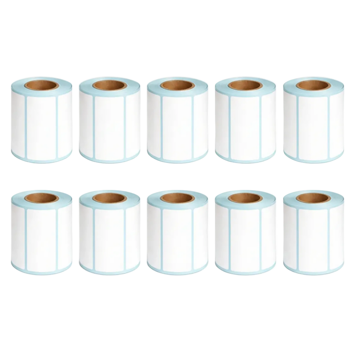 Ten rolls of 60 × 40mm white direct thermal labels
