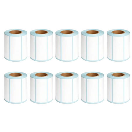 Ten rolls of 60 × 40mm white direct thermal labels