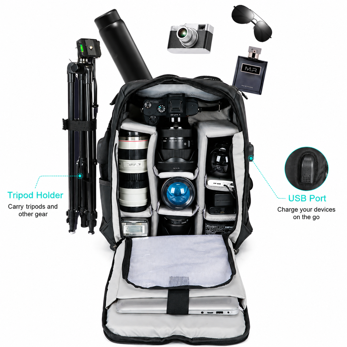 Waterproof Camera Backpack for DSLR Mirrorless Cameras and Mavic Drone with Laptop Compartment – product image 2