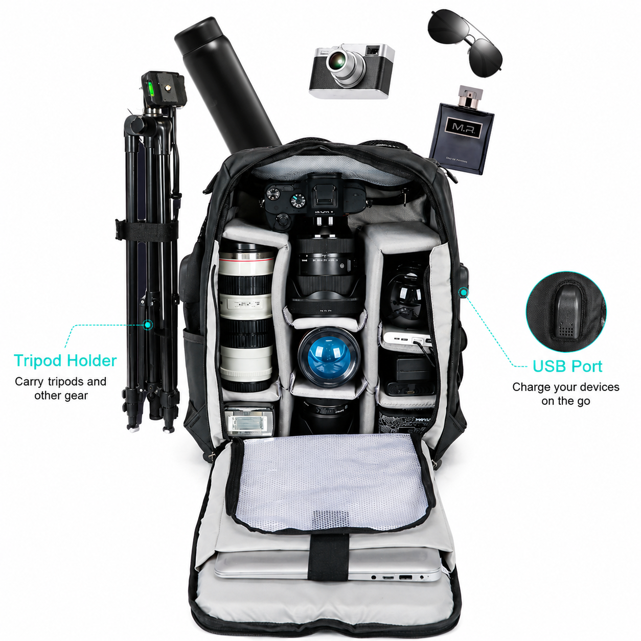 Waterproof Camera Backpack for DSLR Mirrorless Cameras and Mavic Drone with Laptop Compartment – product image 2