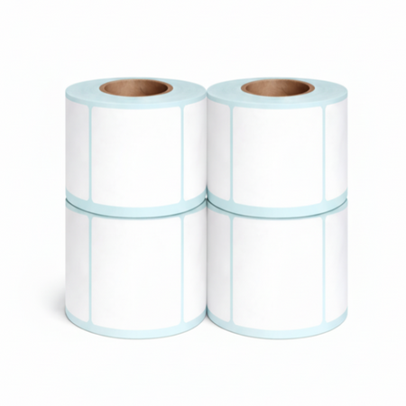 Four rolls of 50 × 40mm white direct thermal labels