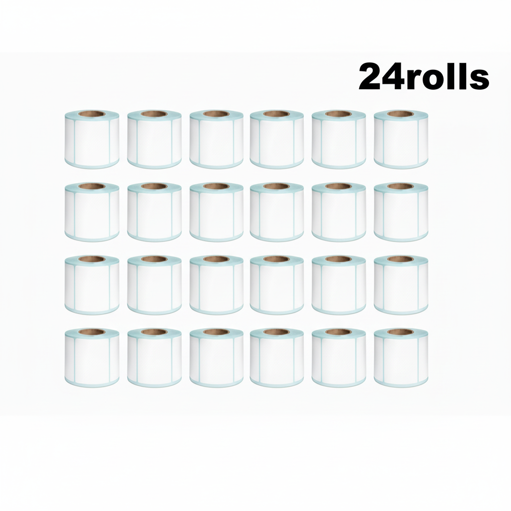 Twenty-four rolls of 50 × 40mm white direct thermal labels