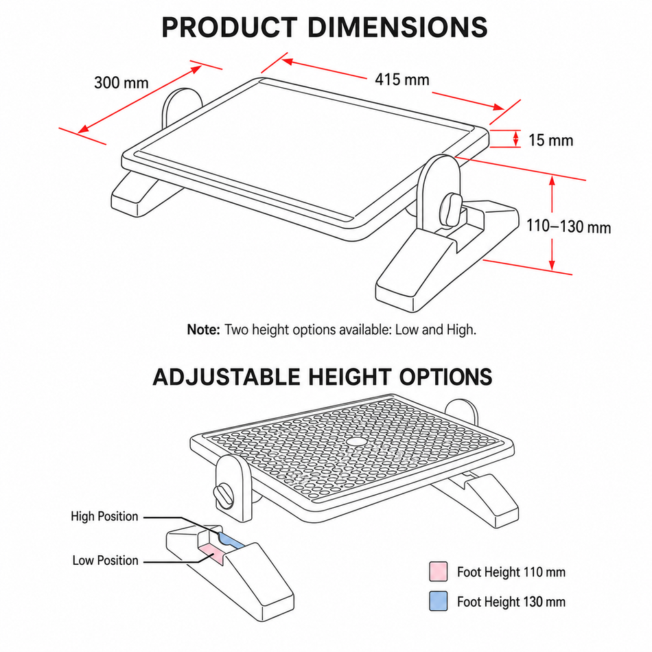 Ergonomic Massage Footrest for Office and Study