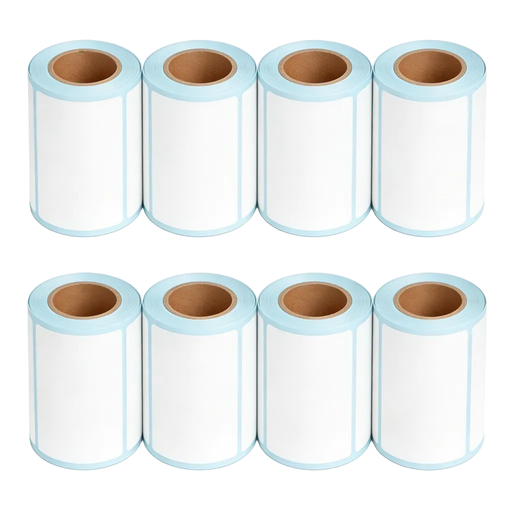 Eight rolls of 100 × 60 mm shipping labels