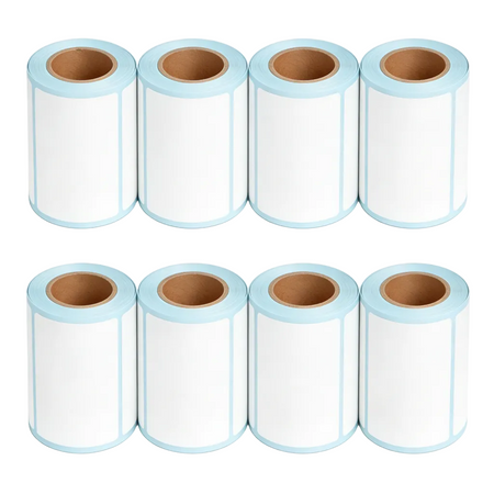 Eight rolls of 100 × 60 mm shipping labels