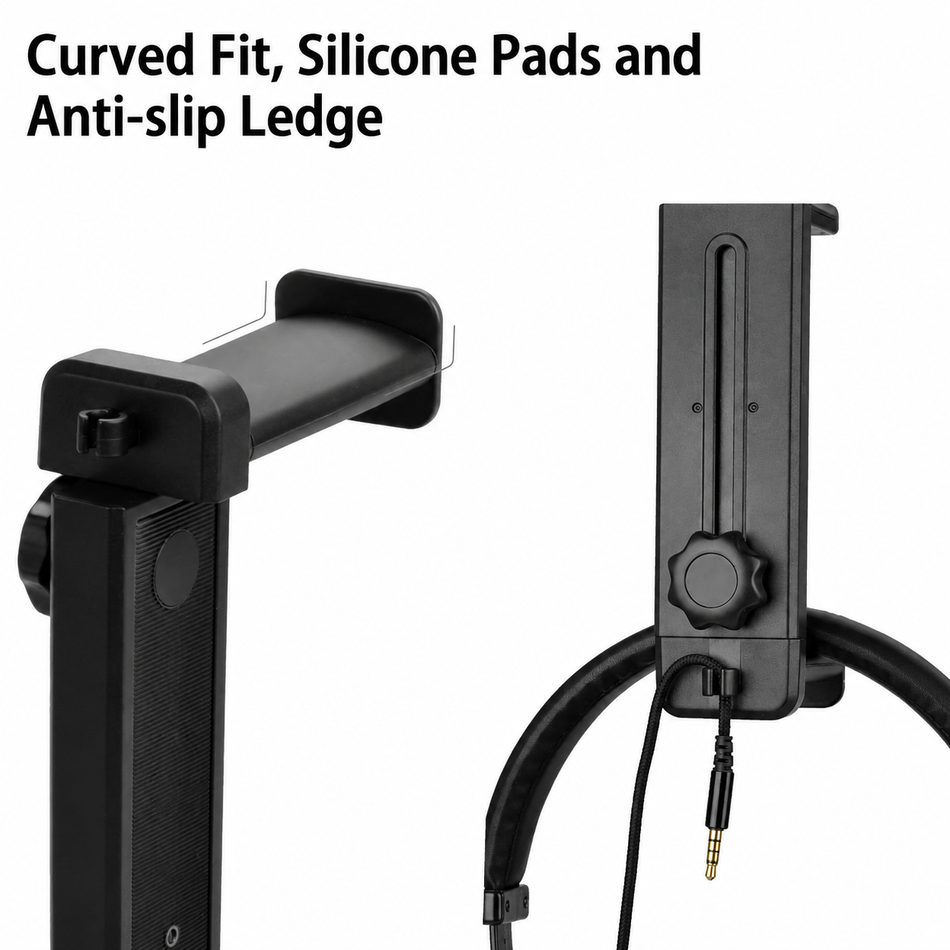 Rotating Headphone Stand with Adjustable Clamp and 2-in-1 Design