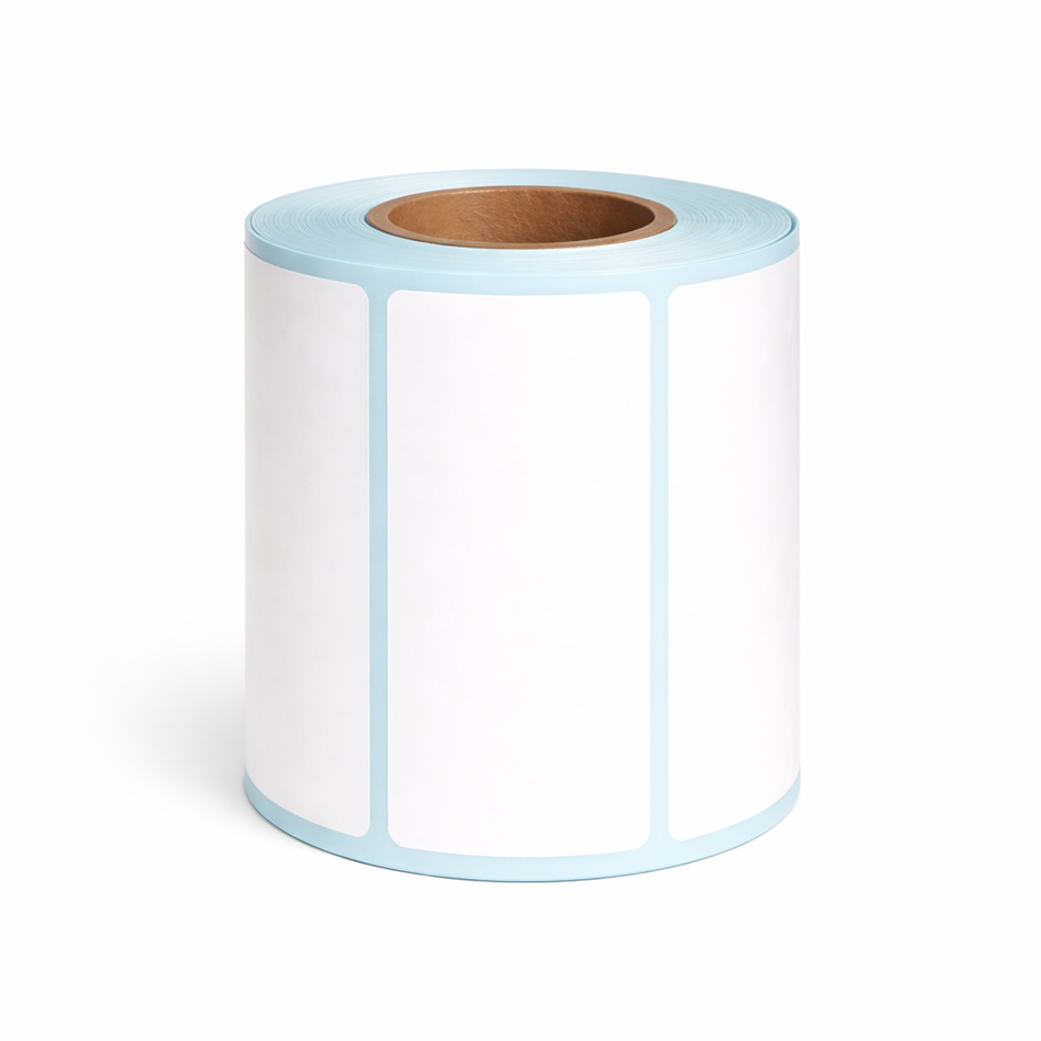 Single upright roll of 100 × 50mm direct thermal labels