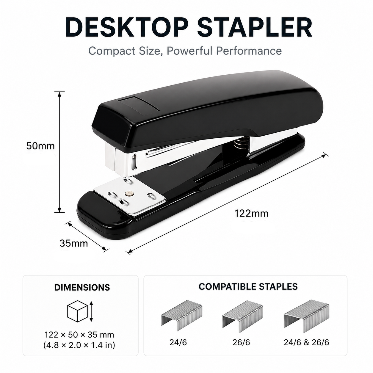 Heavy Duty Metal Desktop Stapler with 20-Sheet Capacity – product image 3
