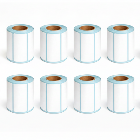 8 rolls of 50 × 30mm white direct thermal labels