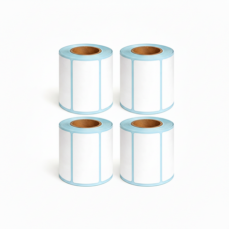 Four rolls of 50 × 30mm white direct thermal labels