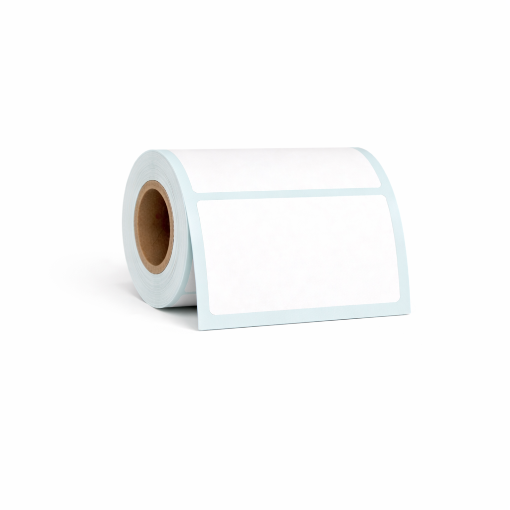 Roll of 70 × 40mm white direct thermal shipping labels