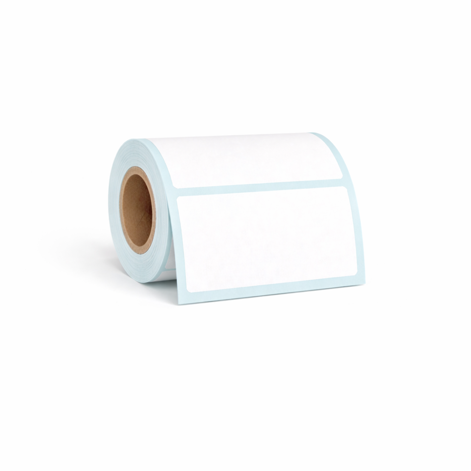 Roll of 80 × 40mm white direct thermal shipping labels