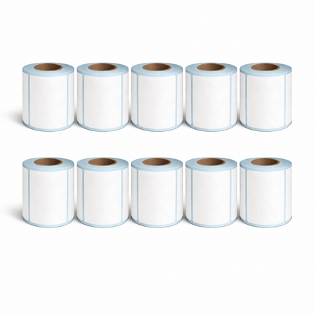 Ten rolls of 80 × 40mm white direct thermal labels