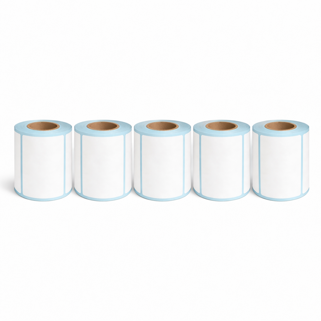 Five rolls of 80 × 40mm white direct thermal labels