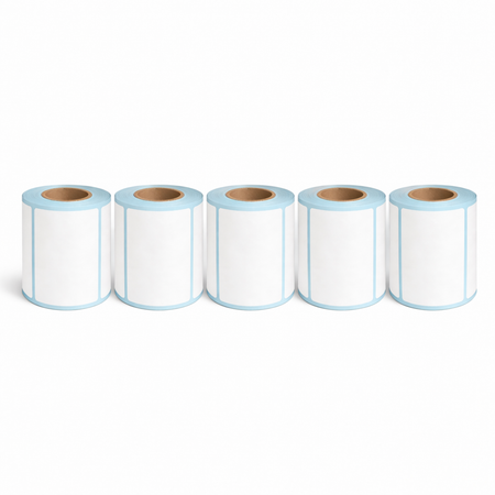 Five rolls of 80 × 40mm white direct thermal labels
