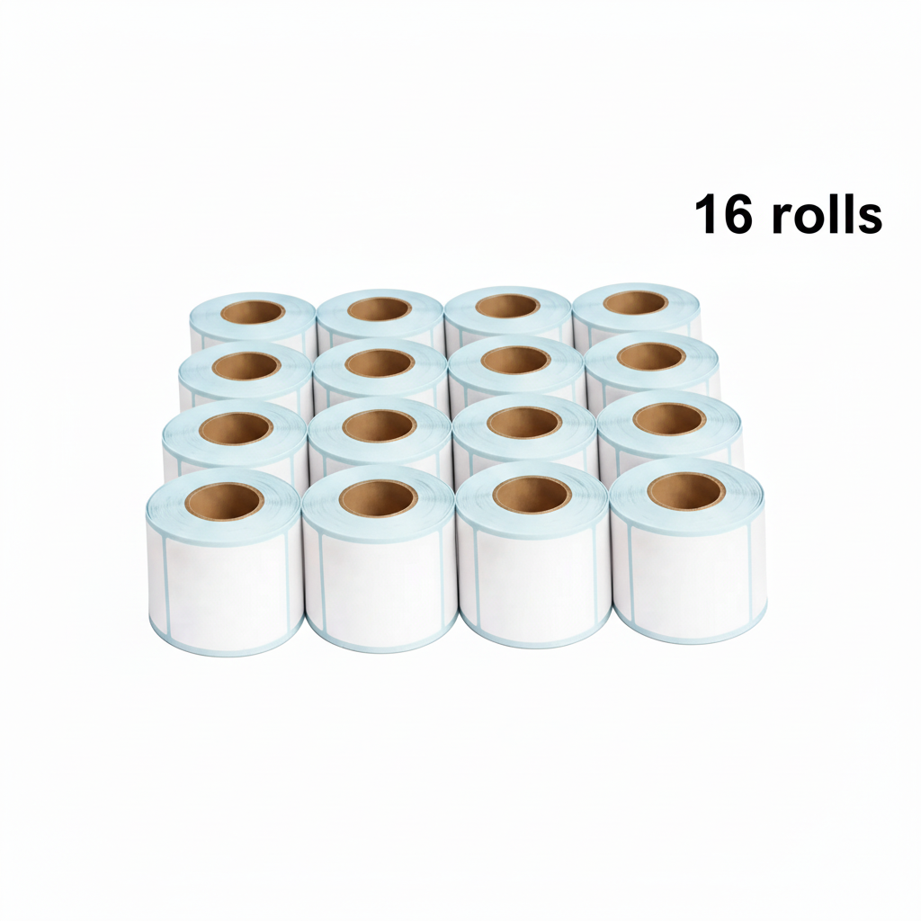 Sixteen rolls of 100 × 150 mm shipping labels
