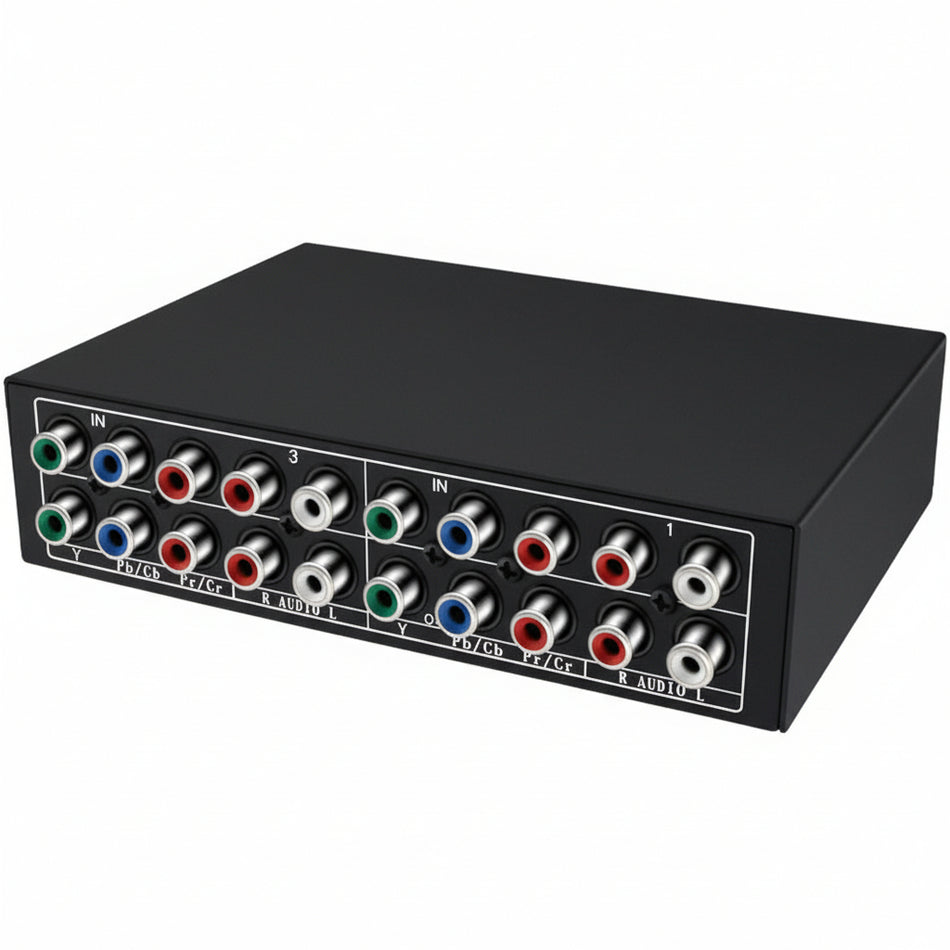 3-Way Component AV Selector Switch (3x1 YPbPr + Stereo Audio)
