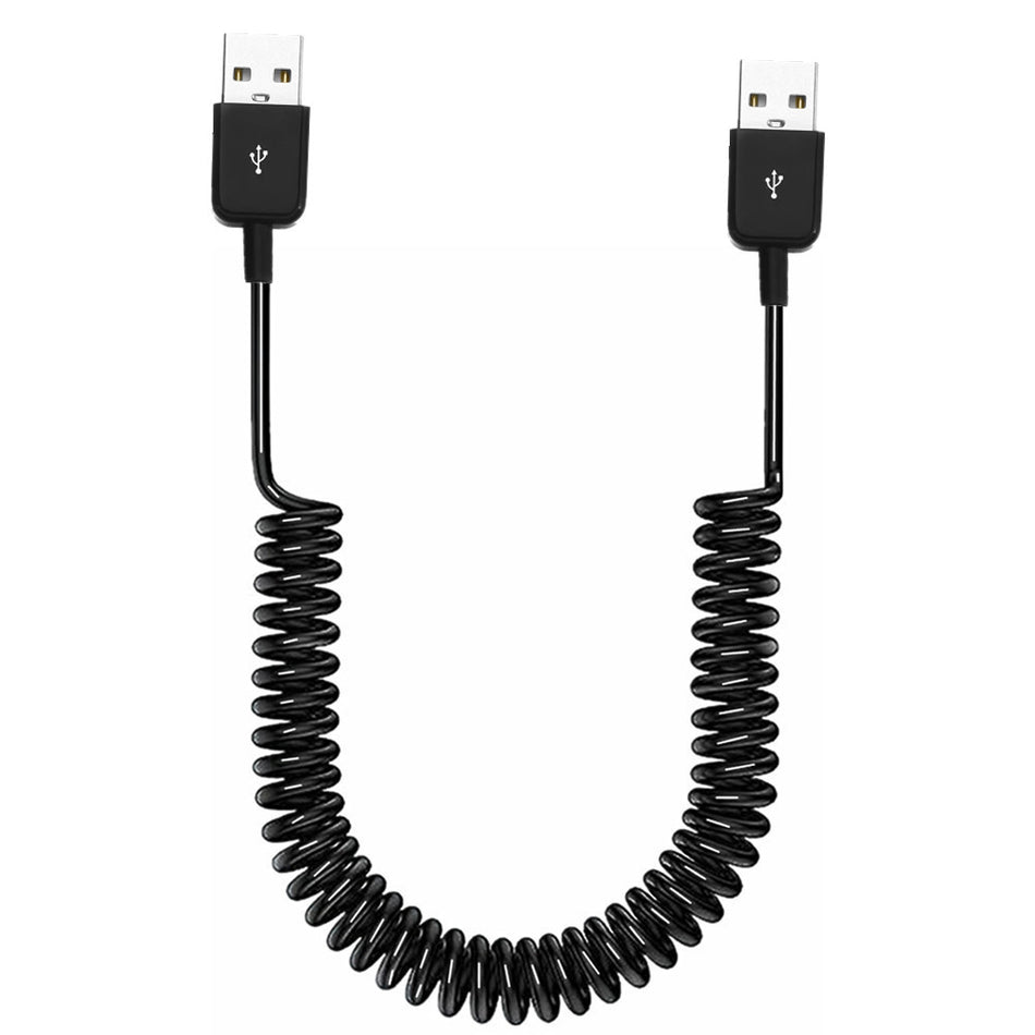 USB 2.0 Spring Coiled Type A Male to Male Cable