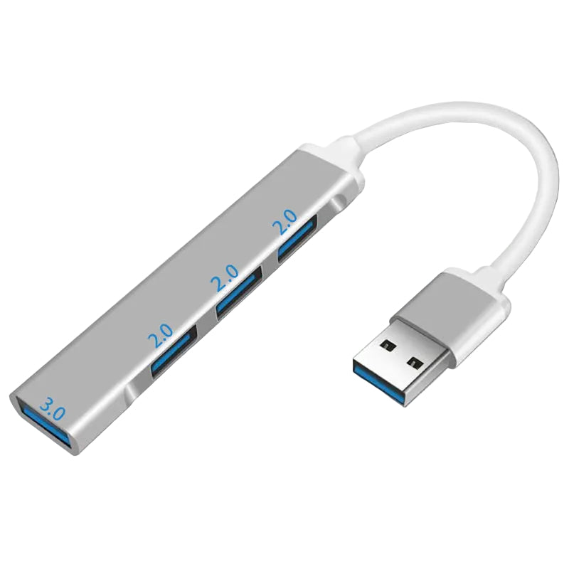 Ultra-Slim 4-Port USB-C Hub with Aluminum Housing – 1x USB 3.0 + 3x USB 2.0