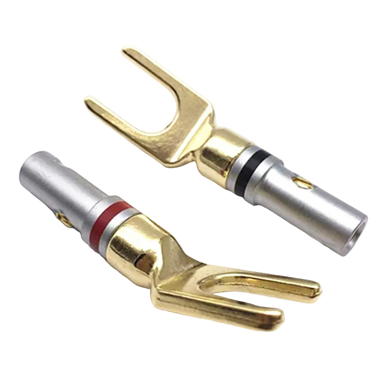Gold Plated Speaker Spade Plugs (Set of 2, 4mm)