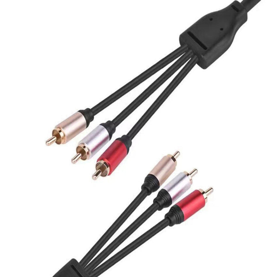 3RCA to 3RCA Audio Cable – High-Fidelity Dual-Lotus AV Connection