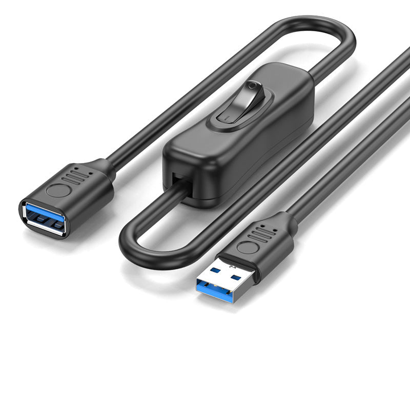 USB 3.0 Extension Cable with On/Off Switch – Male to Female, 30cm, Right-Angle Design