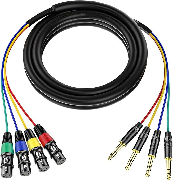 4-Channel XLR Female to 1/4 Inch TRS Balanced Microphone Cable – 6.35mm Hi-Fi Audio Snake Lead