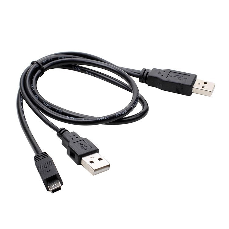 70cm USB 2.0 Y-Cable (Mini-B 5-Pin to 2x USB-A) for External Hard Drives - Data & Power