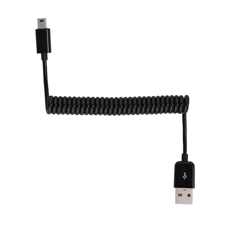 Mini USB 2.0 AM to Mini 5P 1m Spring Data Cable for Hard Drives, Cameras & Mobile Devices