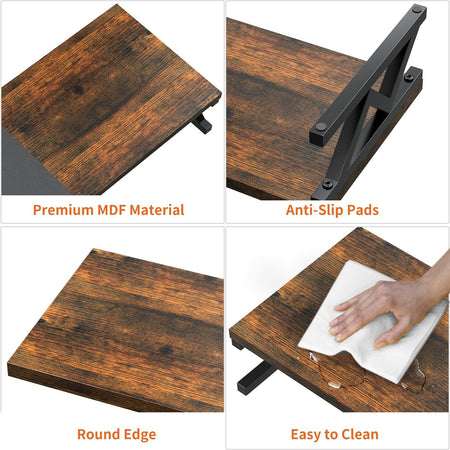 Monitor stand MDF surface, anti-slip feet and rounded edge details
